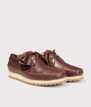 Weaver GORE-TEX in Brown | Leather Upper | Clarks Originals | EQVVS | Front angle shot 