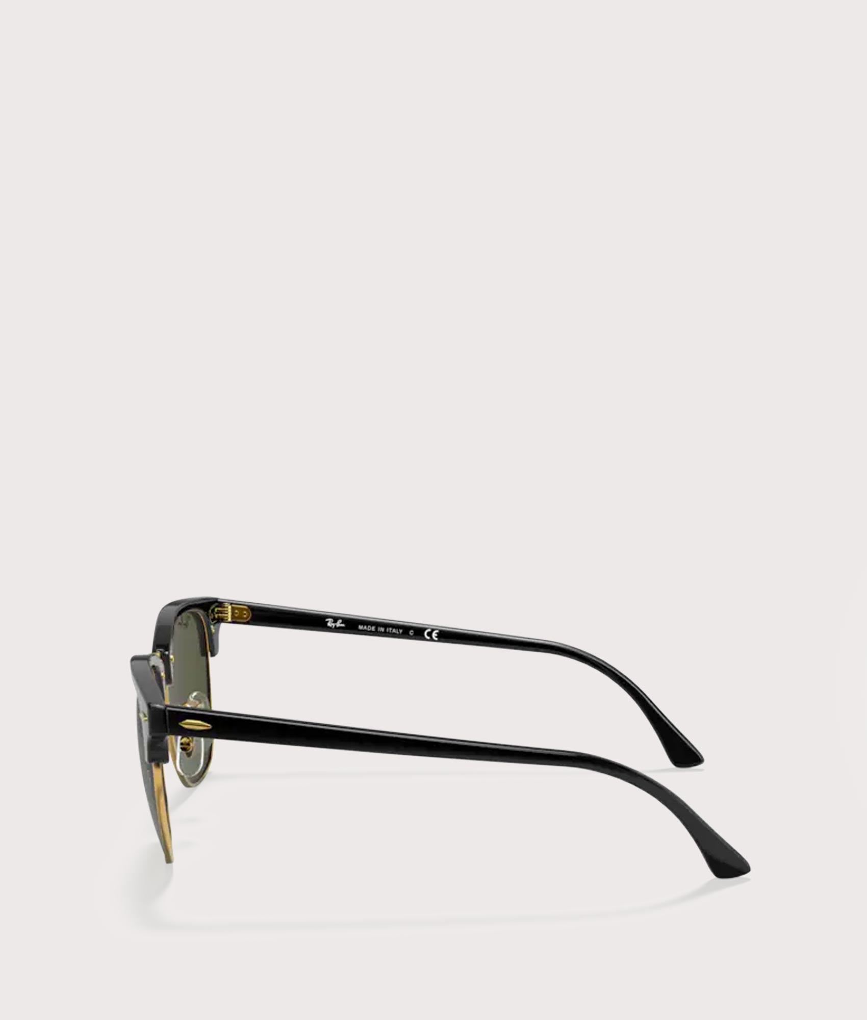 Clubmaster-Classic-Sunglasses-Polished-Black-on-Gold-Green-Lens-Ray-Ban-EQVVS