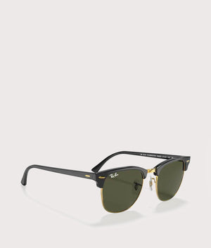 Clubmaster-Classic-Sunglasses-Polished-Black-on-Gold-Green-Lens-Ray-Ban-EQVVS