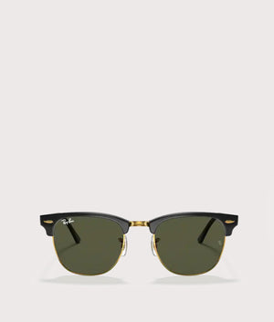 Clubmaster-Classic-Sunglasses-Polished-Black-on-Gold-Green-Lens-Ray-Ban-EQVVS