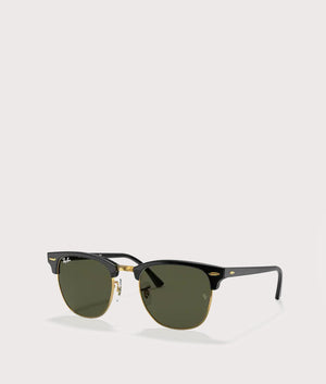 Clubmaster-Classic-Sunglasses-Polished-Black-on-Gold-Green-Lens-Ray-Ban-EQVVS