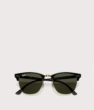 Clubmaster-Classic-Sunglasses-Polished-Black-on-Gold-Green-Lens-Ray-Ban-EQVVS