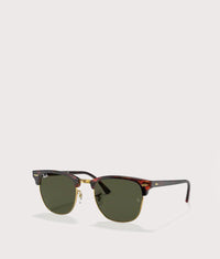 Clubmaster Classic Sunglasses: W0366 Polished Tortoise on Gold-Green Lens 