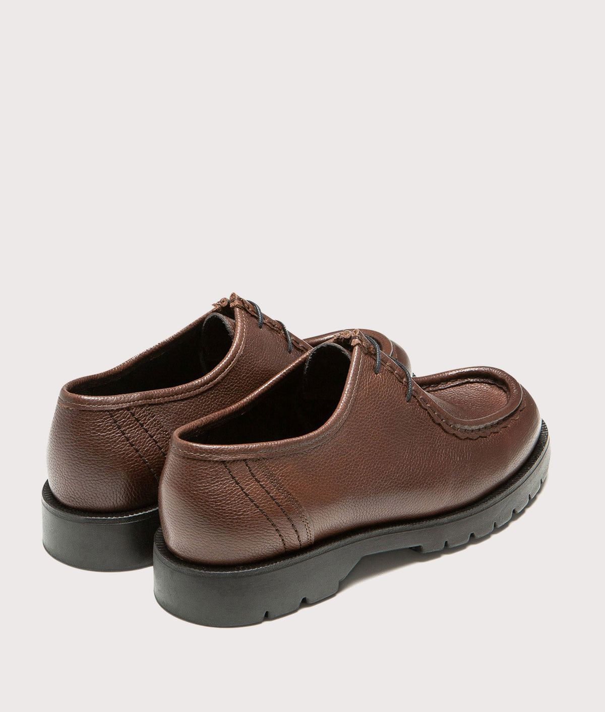 KLEMAN Padror G VGT Shoes in Coffee at EQVVS Menswear. Angled back shot.