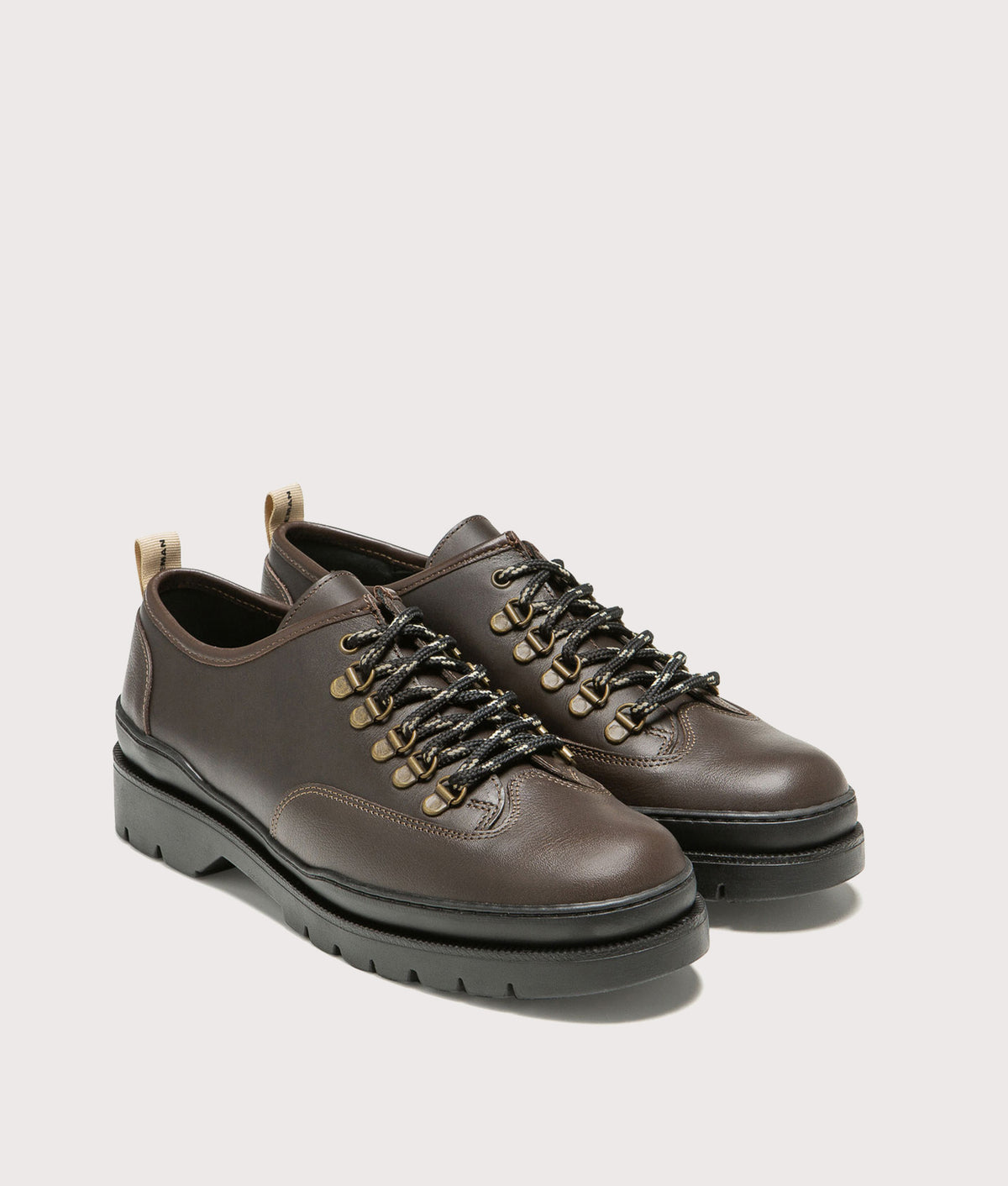 KLEMAN Courrier CG Derbies in Brown at EQVVS Menswear. Angled front shot.