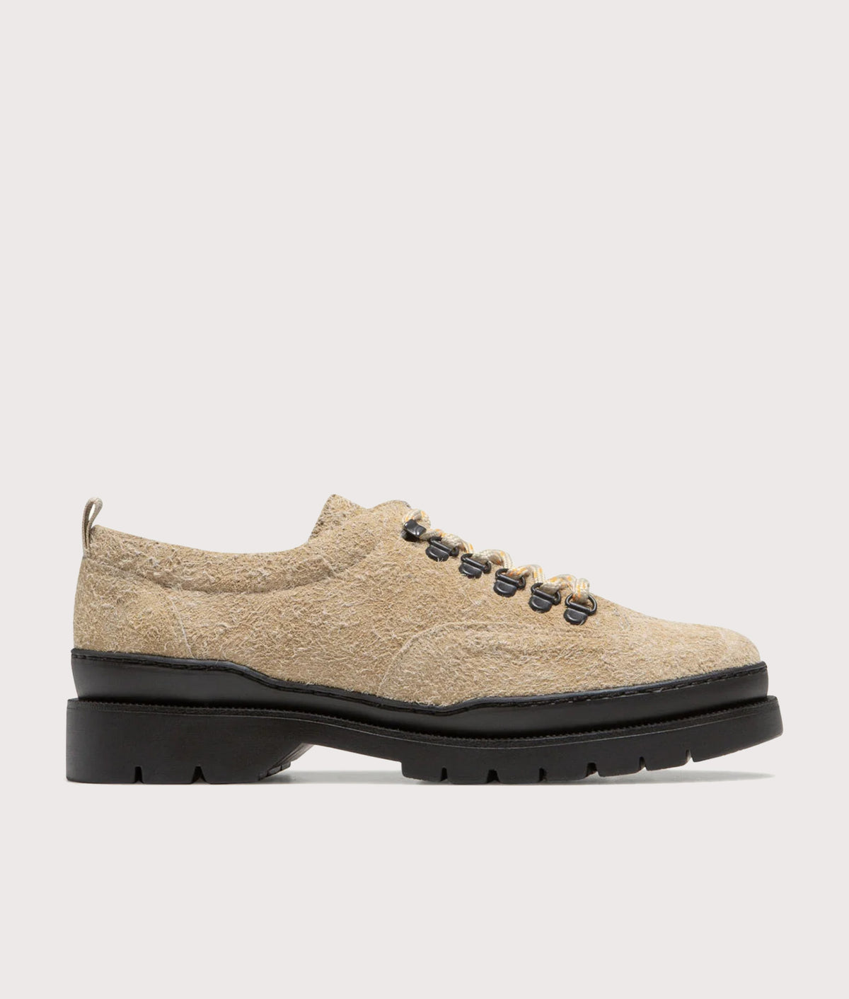 KLEMAN Courrier 2 Fur Derbies in Powdered Sand at EQVVS Menswear. Side shot.