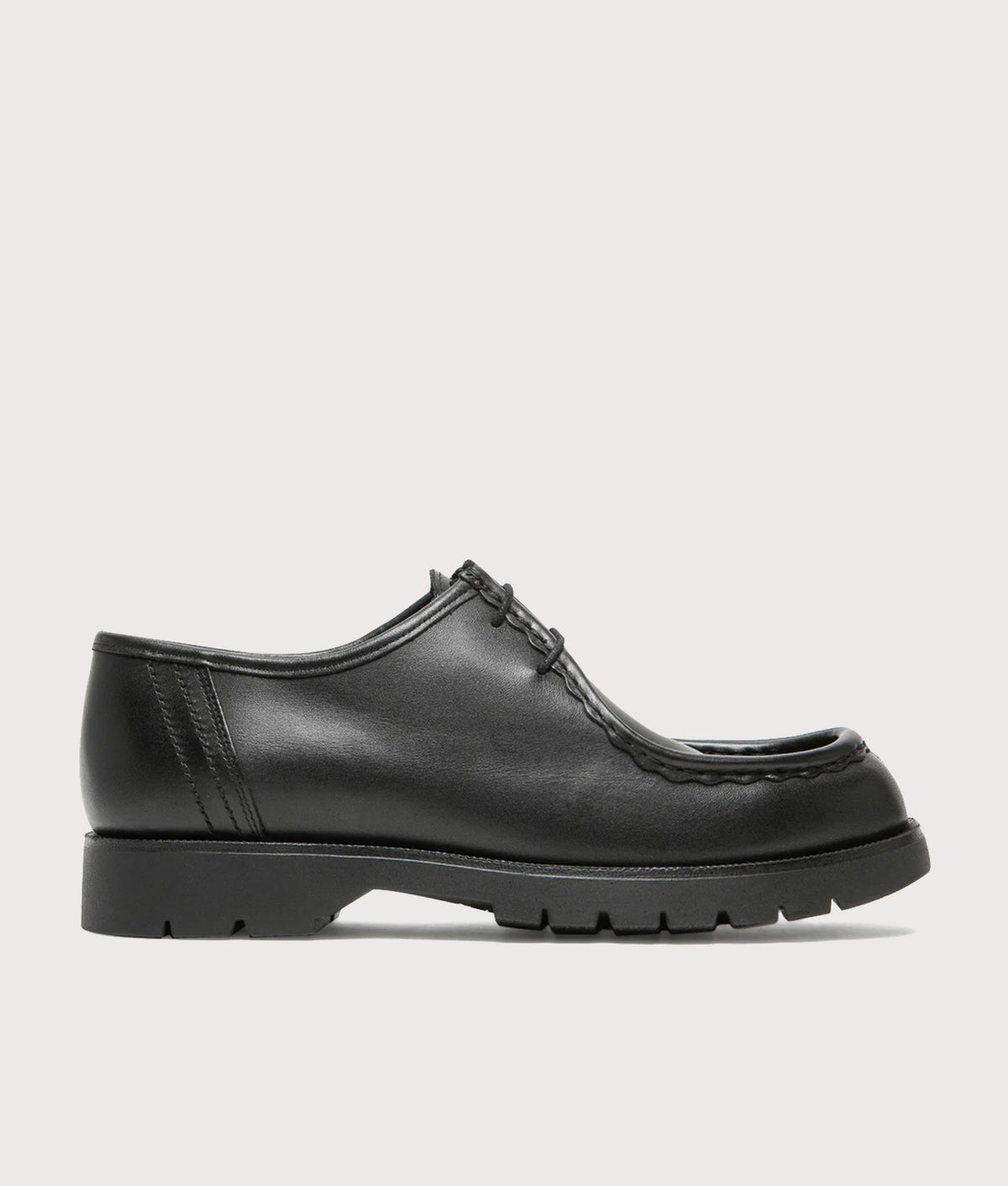 KLEMAN Padror Shoes in Black at EQVVS Menswear. Side shot.