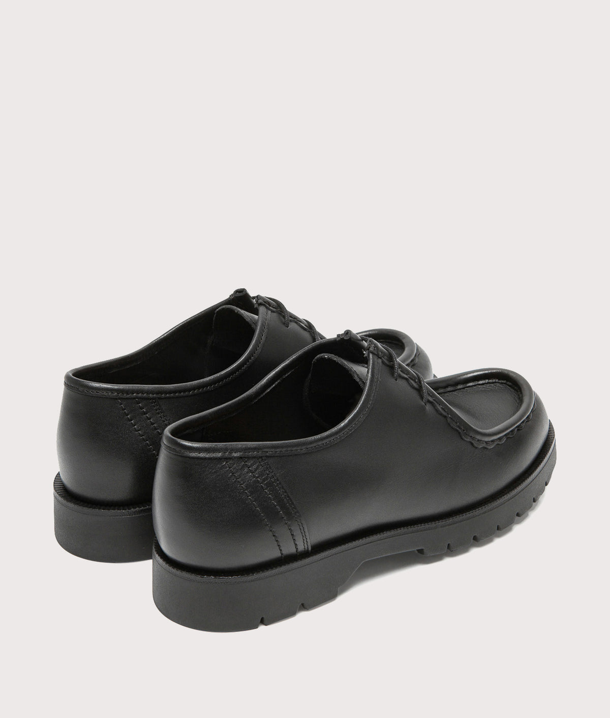 KLEMAN Padror Shoes in Black at EQVVS Menswear. Angled back shot.