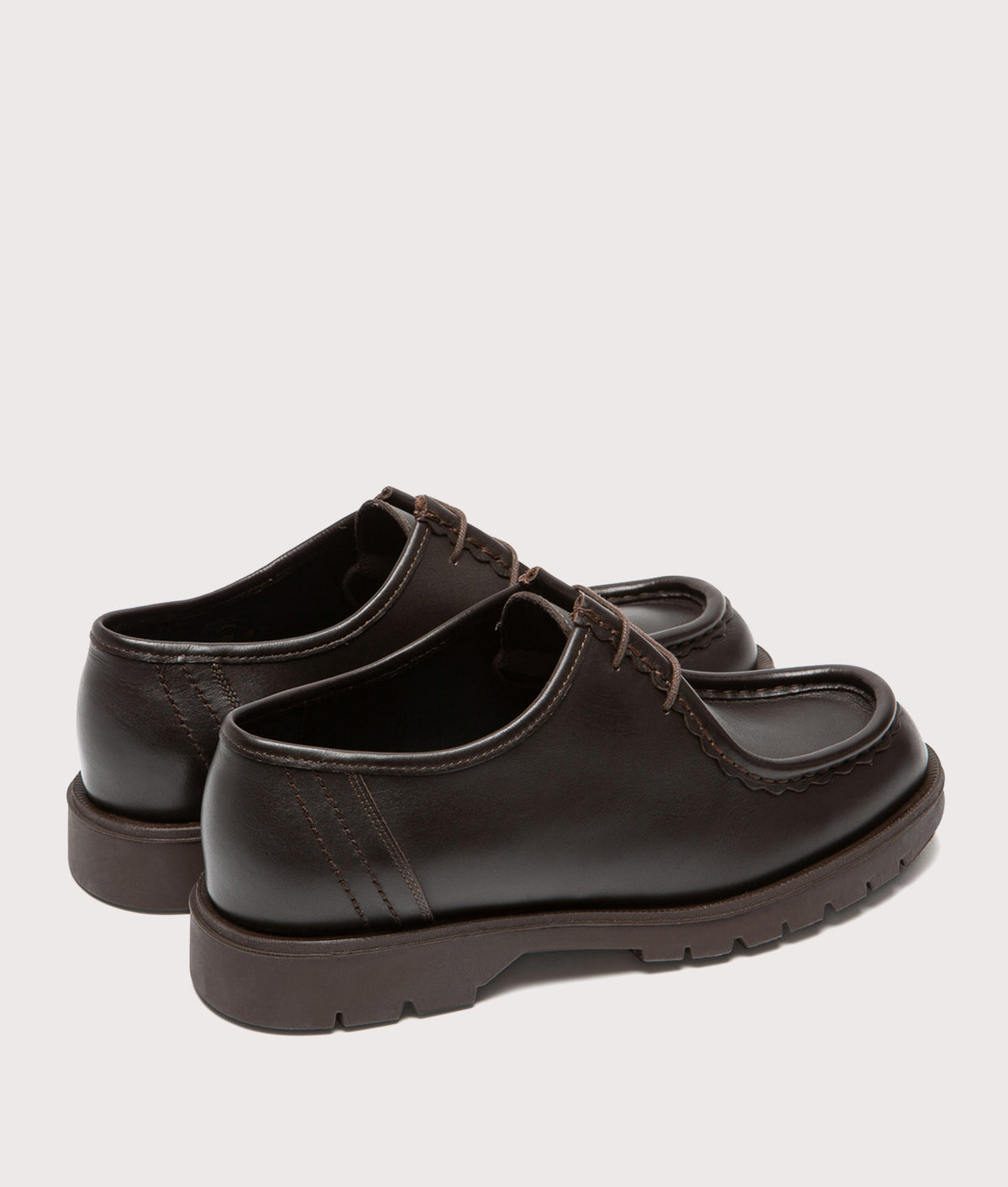 KLEMAN Padror Shoes in Brown at EQVVS Menswear. Angled back shot.