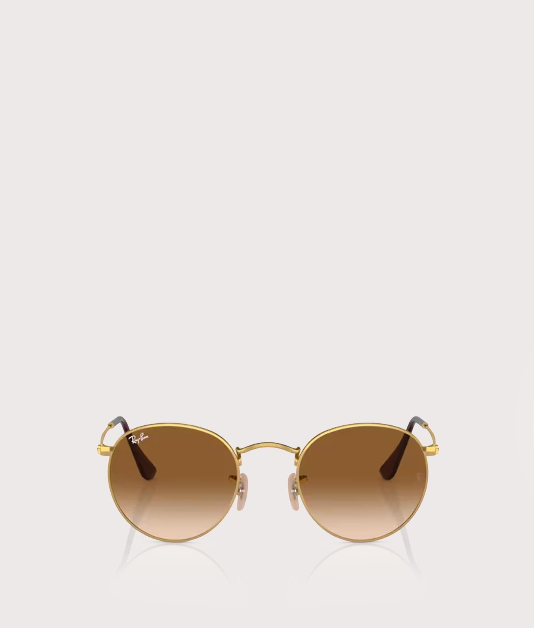 Round-Metal-Sunglasses-Polished-Gold-Brown-Lens-Ray-Ban-EQVVS