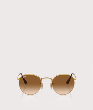 Round-Metal-Sunglasses-Polished-Gold-Brown-Lens-Ray-Ban-EQVVS