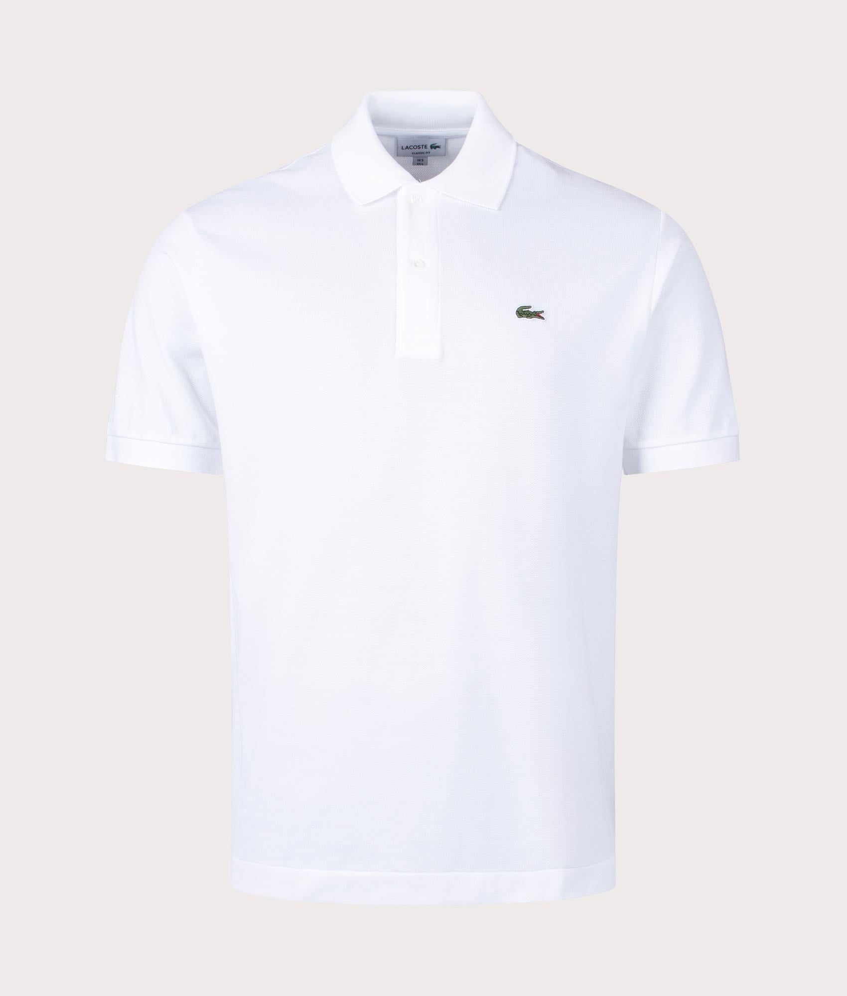 Lacoste L1212 Croc Polo Shirt White at EQVVS Menswear. Front shot.