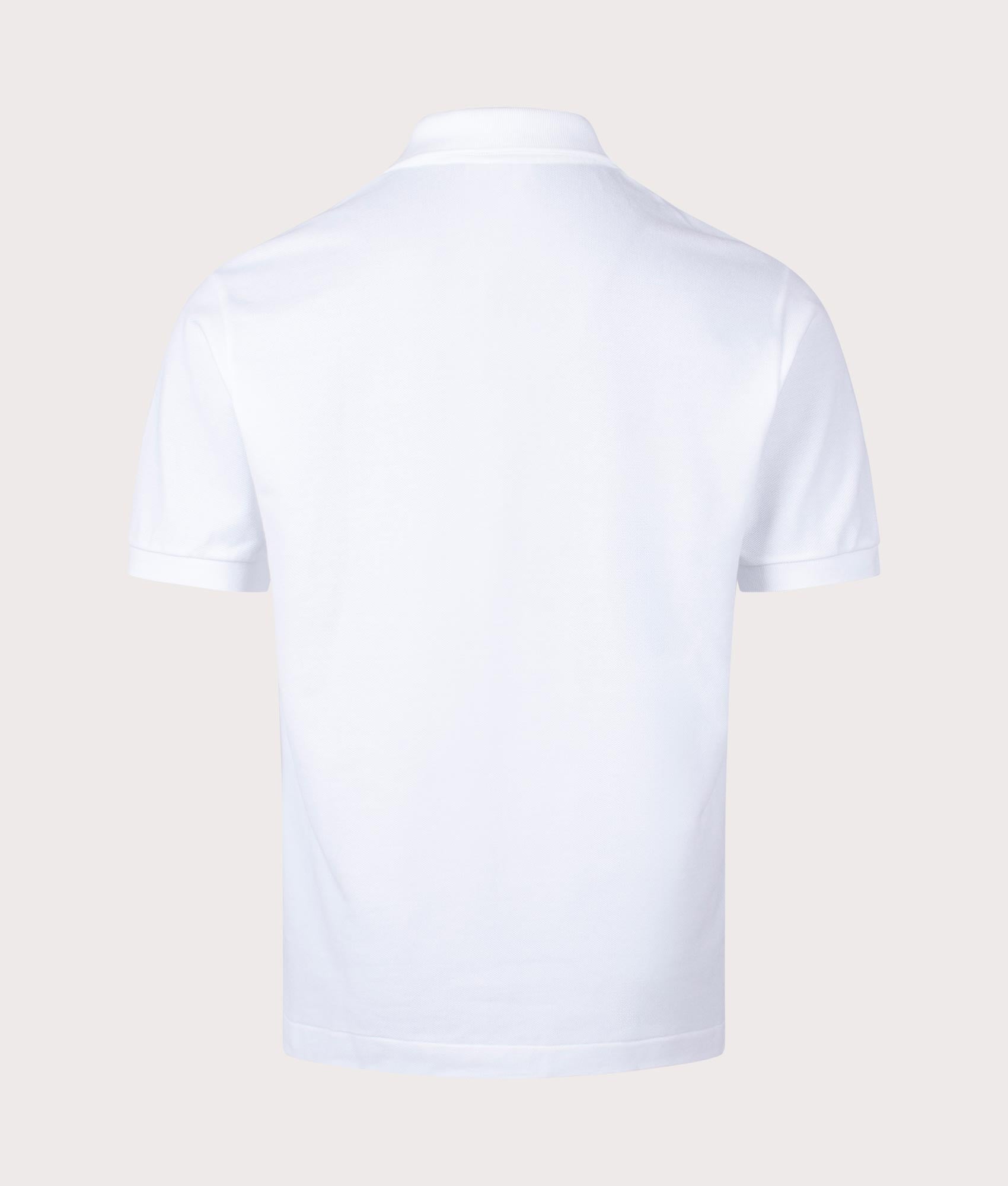 Lacoste L1212 Croc Polo Shirt White at EQVVS Menswear. Back shot.