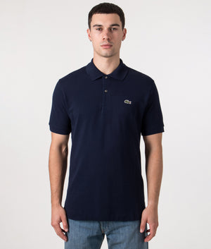 Classic Fit L1212 Croc Logo Polo Shirt in Navy. | Lacoste | Shot at EQVVS | Front model shot
