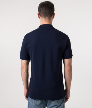 Classic Fit L1212 Croc Logo Polo Shirt in Navy. | Lacoste | Shot at EQVVS | Back model shot 
