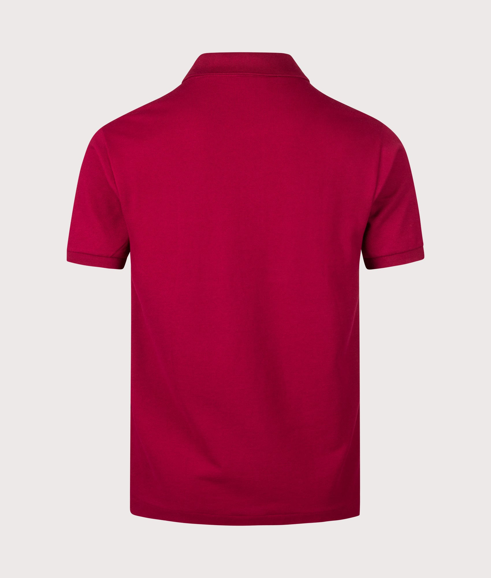 Lacoste Classic Fit L1212 Croc Logo Polo Shirt in Bordeaux at EQVVS Menswear. Back shot.