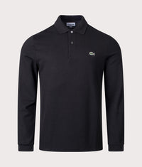 Long Sleeve Croc Logo Polo Shirt: 031 Black 
