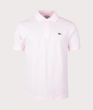 Lacoste Relaxed Fit L1212 Croc Logo Polo Shirt Light Pink Front Shot EQVVS