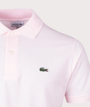 Lacoste Relaxed Fit L1212 Croc Logo Polo Shirt Light Pink Detail Shot EQVVS