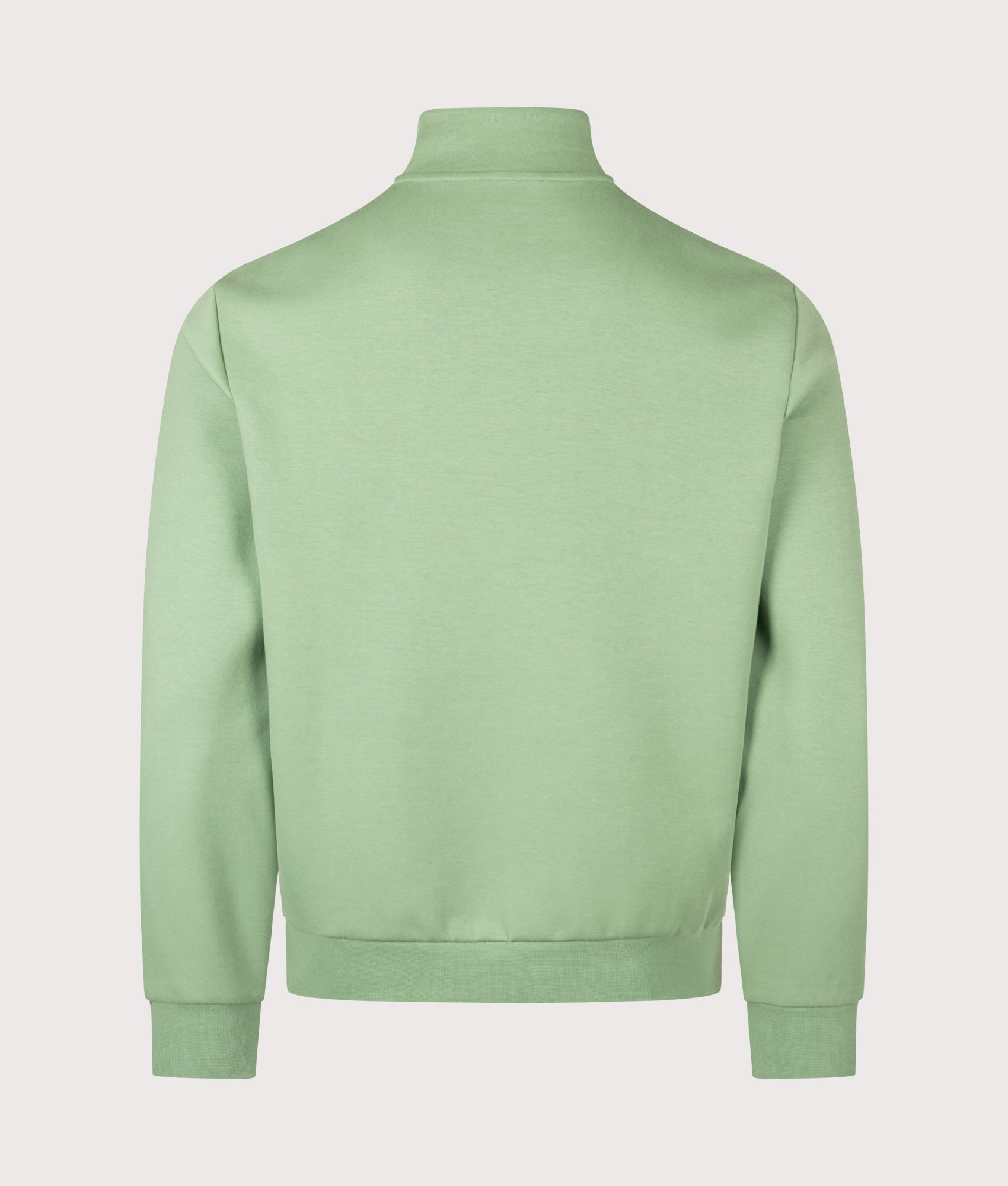 Polo Ralph Lauren Double-Knit Quarter Zip Sweatshirt in Outback Green at EQVVS Menswear. Back shot.