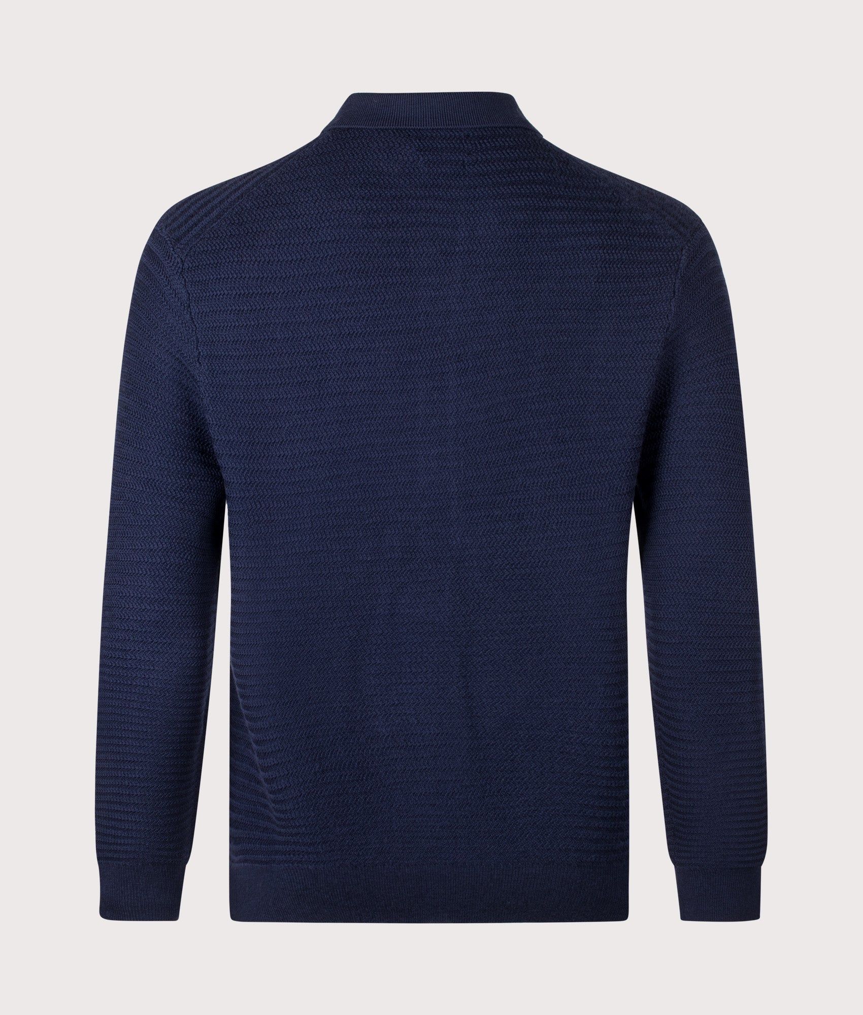 Polo Ralph Lauren Regular Fit Merino Wool Cardigan in Hunter Navy at EQVVS Menswear. Back shot.