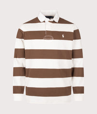 Classic Fit The Iconic Striped Rugby Shirt: 507 Trophy Cream/Chocolate Brown 