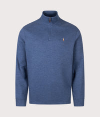 Loose Fit Estate-Rib Quarter Zip Knit Jumper: 504 Derby Blue Heather 
