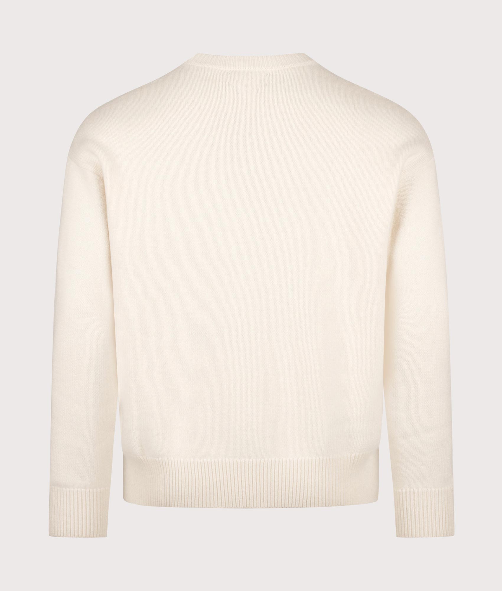 Polo Ralph Lauren Relaxed Fit Wool Blend Knitted Jumper in Andover Cream at EQVVS Menswear. Back shot.