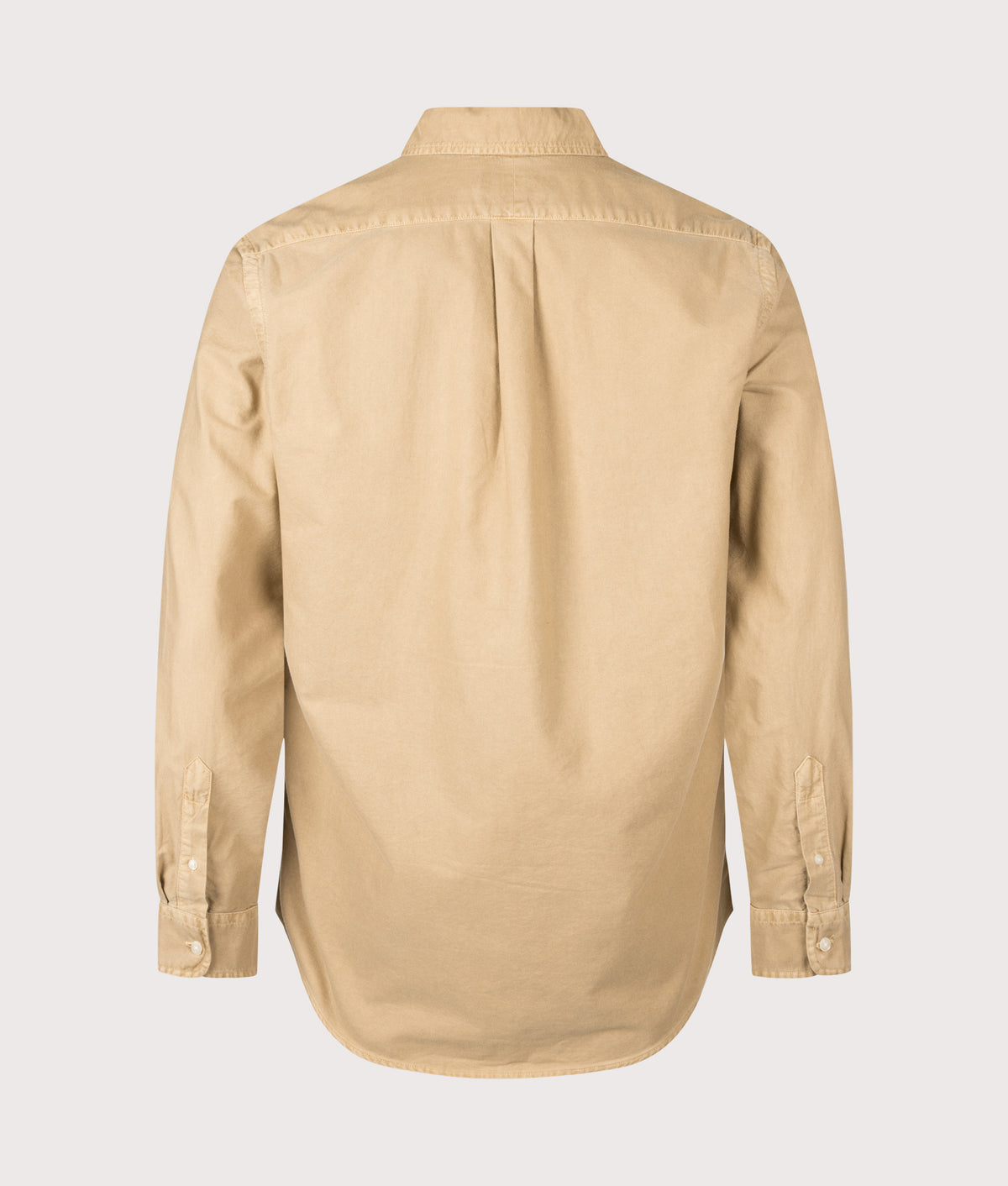 Polo Ralph Lauren Custom Fit Garment-Dyed Oxford Shirt in Classic Camel at EQVVS Menswear. Back shot.