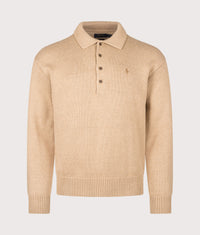 Relaxed Fit Knitted Cotton Jumper: 002 Camel Melange 