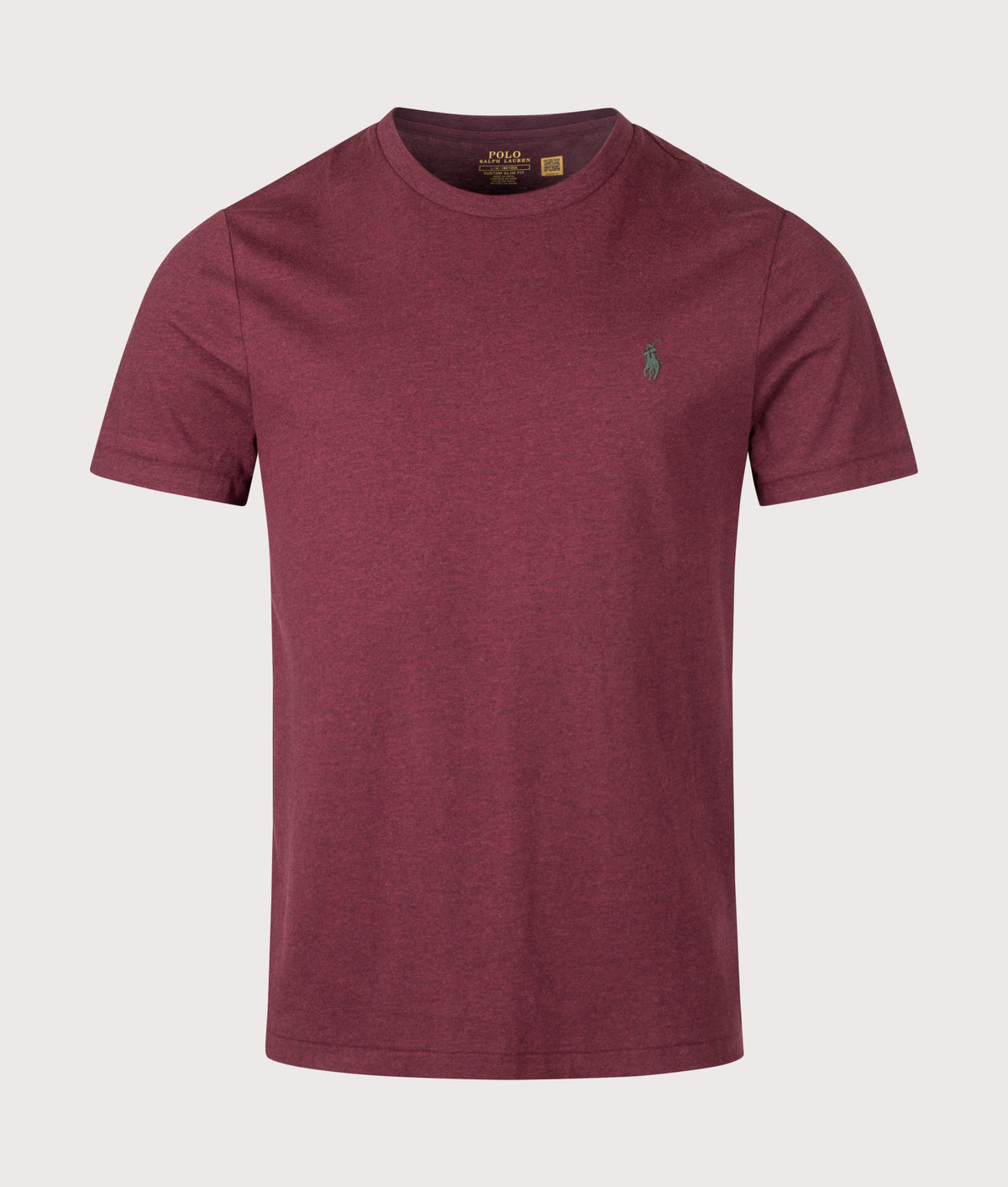 Polo Ralph Lauren Custom Slim Fit Jersey T-Shirt in Spring Wine Heather at EQVVS Menswear. Front shot.
