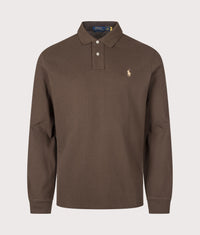 Custom Slim Fit Long Sleeve Polo Shirt: 503 Nutmeg Brown 