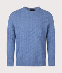 Cashmere Blend Cable Knit Jumper: 504 Blue Borage Heather 