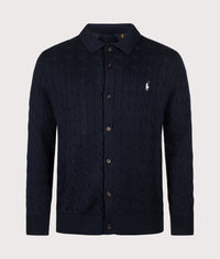 Cable-Knit Cotton Cardigan: 500 Hunter Navy 