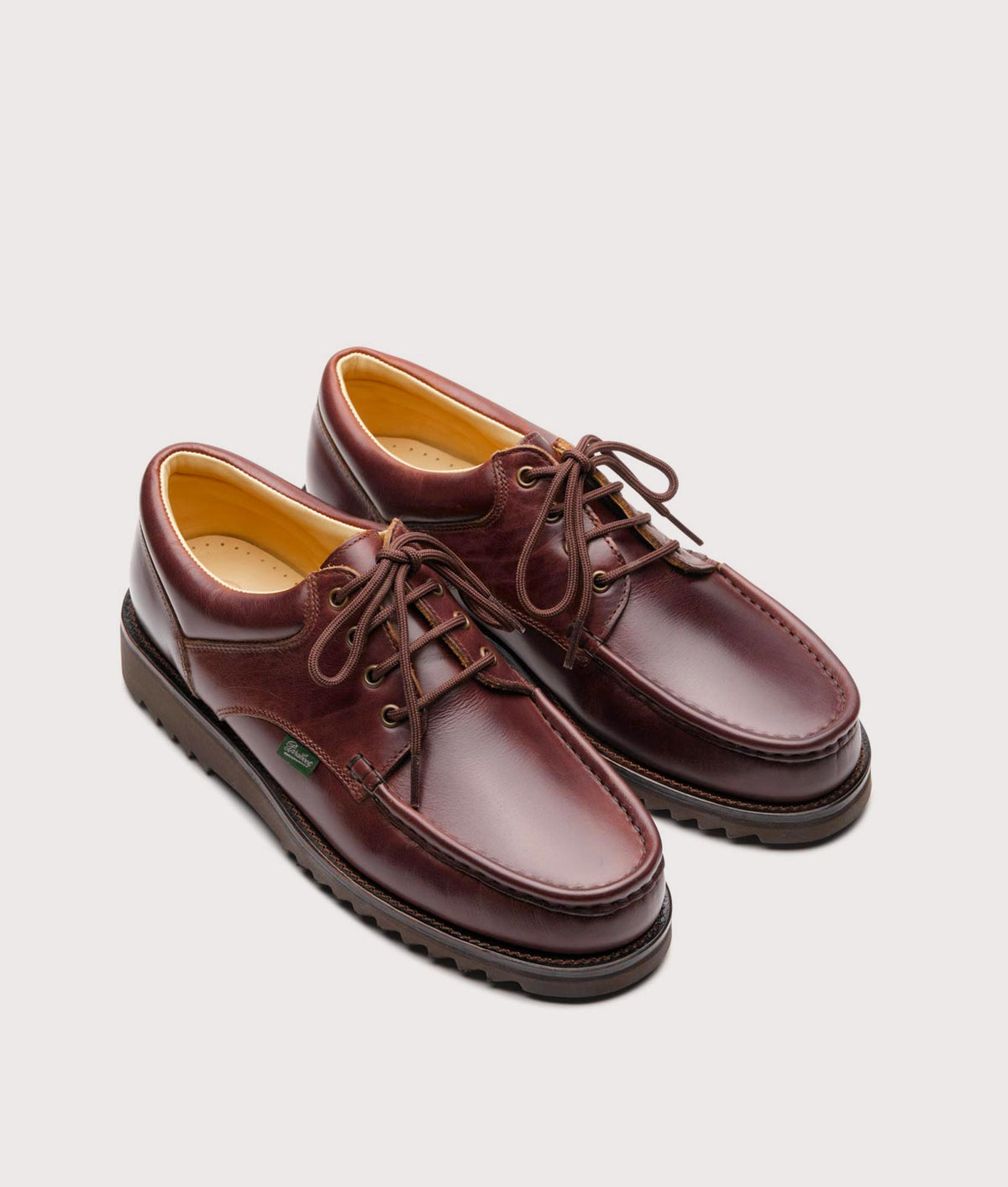 Paraboot Thiers Shoes in Lisse America at EQVVS Menswear. Angled front shot.