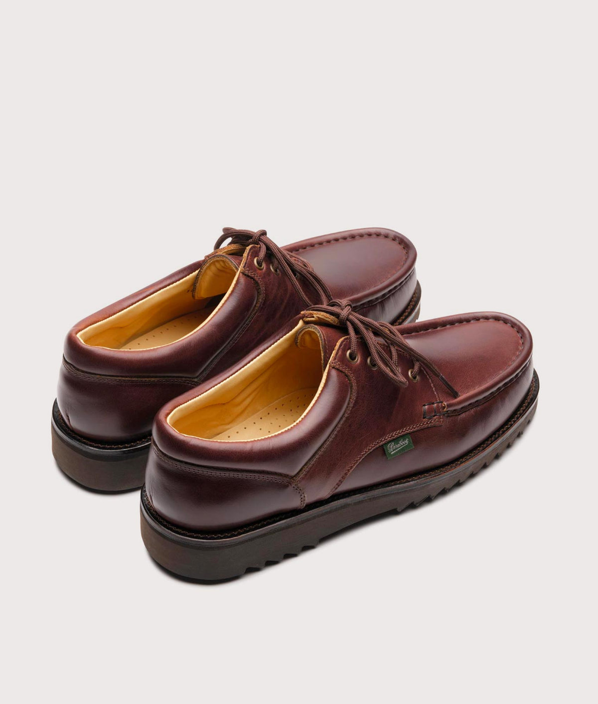Paraboot Thiers Shoes in Lisse America at EQVVS Menswear. Angled back shot.