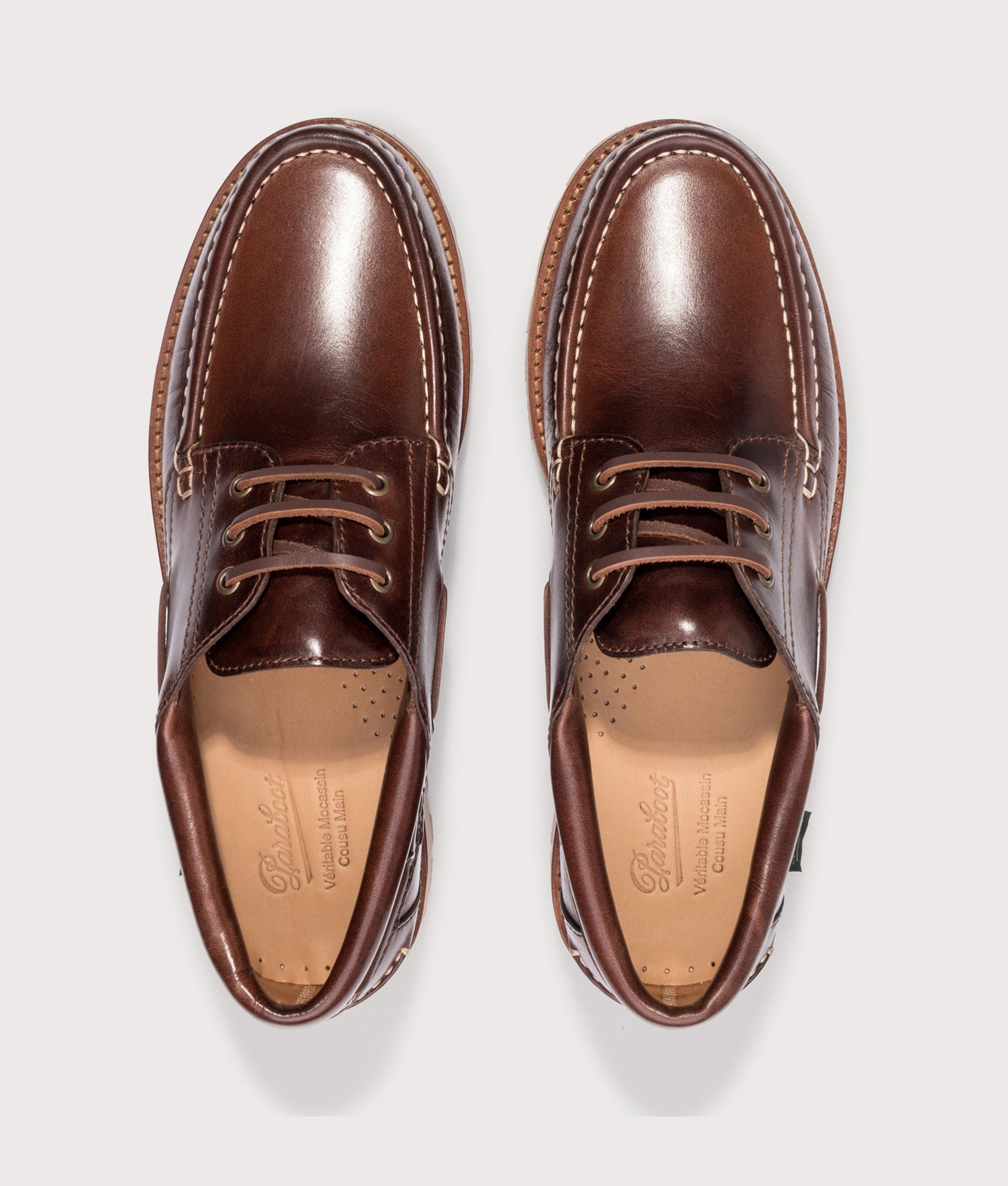 Paraboot Briac Smooth Leather Shoes in America at EQVVS Menswear. Top shot.