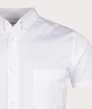 CDG Short Sleeve Shirt in White. Detail shot at EQVVS. 