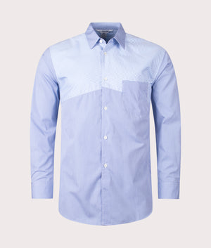 Multi Check Shirt in Blue by Commes Des Garcons Shirt. EQVVS Front Angle Shot.