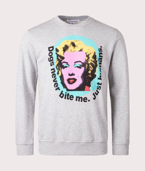 Marilyn Sweatshirt in Top Grey by Comme Des Garcons Shirt. EQVVS Front Angle Shot.