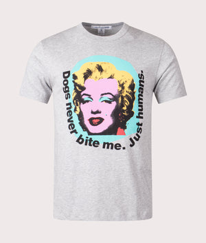 Marilyn T-Shirt in Top Grey by Comme Des Garcons Shirt. EQVVS Front Angle Shot.