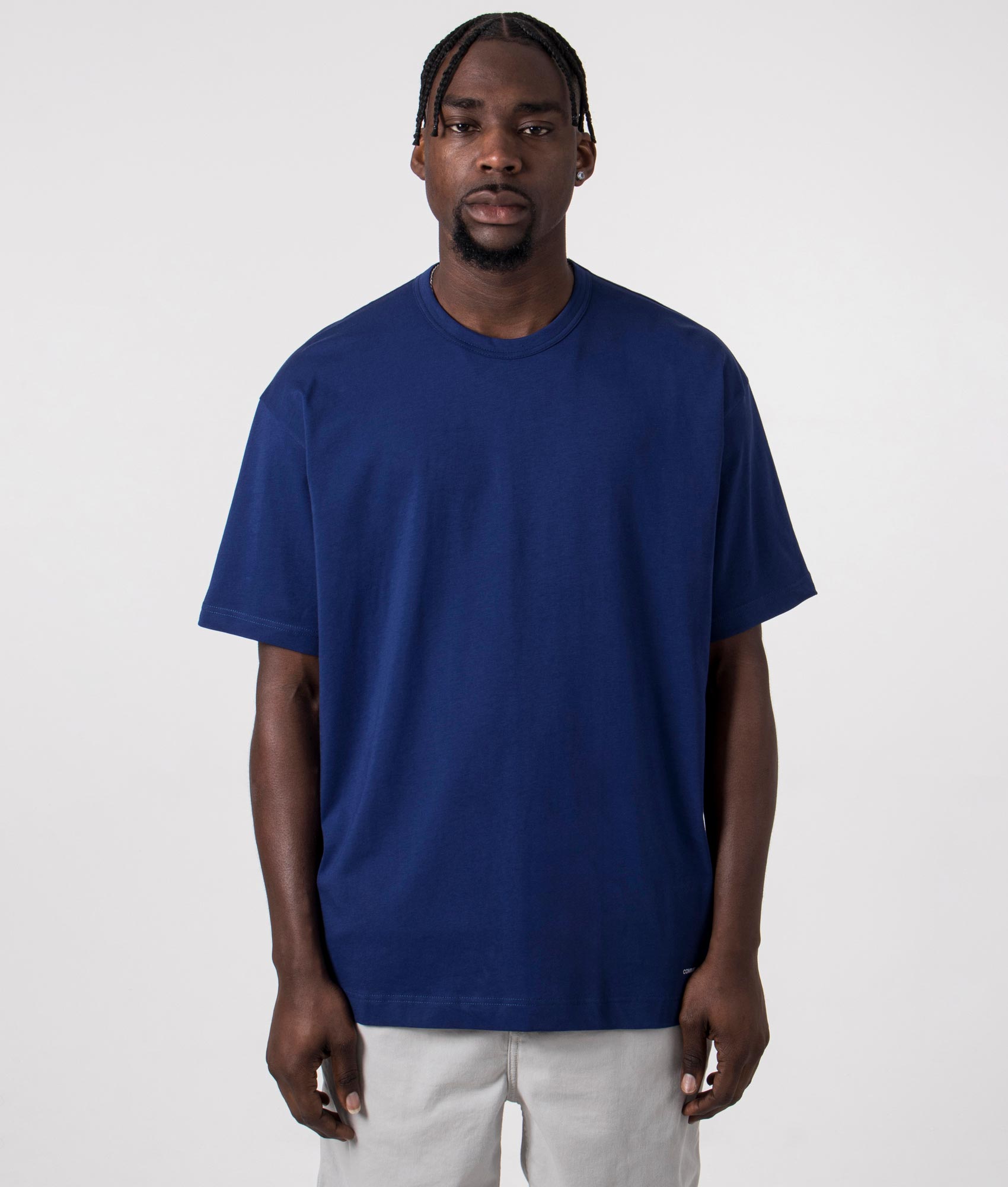 Script Hem Logo T-Shirt in Navy | CDG | EQVVS