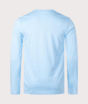 Script Chest Logo Long Sleeve T-Shirt in Blue by Comme Des Garcons. EQVVS Back Angle Shot.