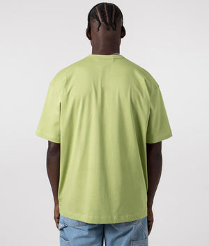 Script Chest Logo T-Shirt in Khaki by Comme Des Garcons. EQVVS Back Angle Shot.