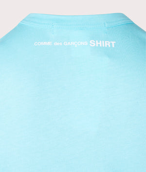 Comme des Garçons Crew Neck T-Shirt in Blue at EQVVS Menswear Back Logo Shot
