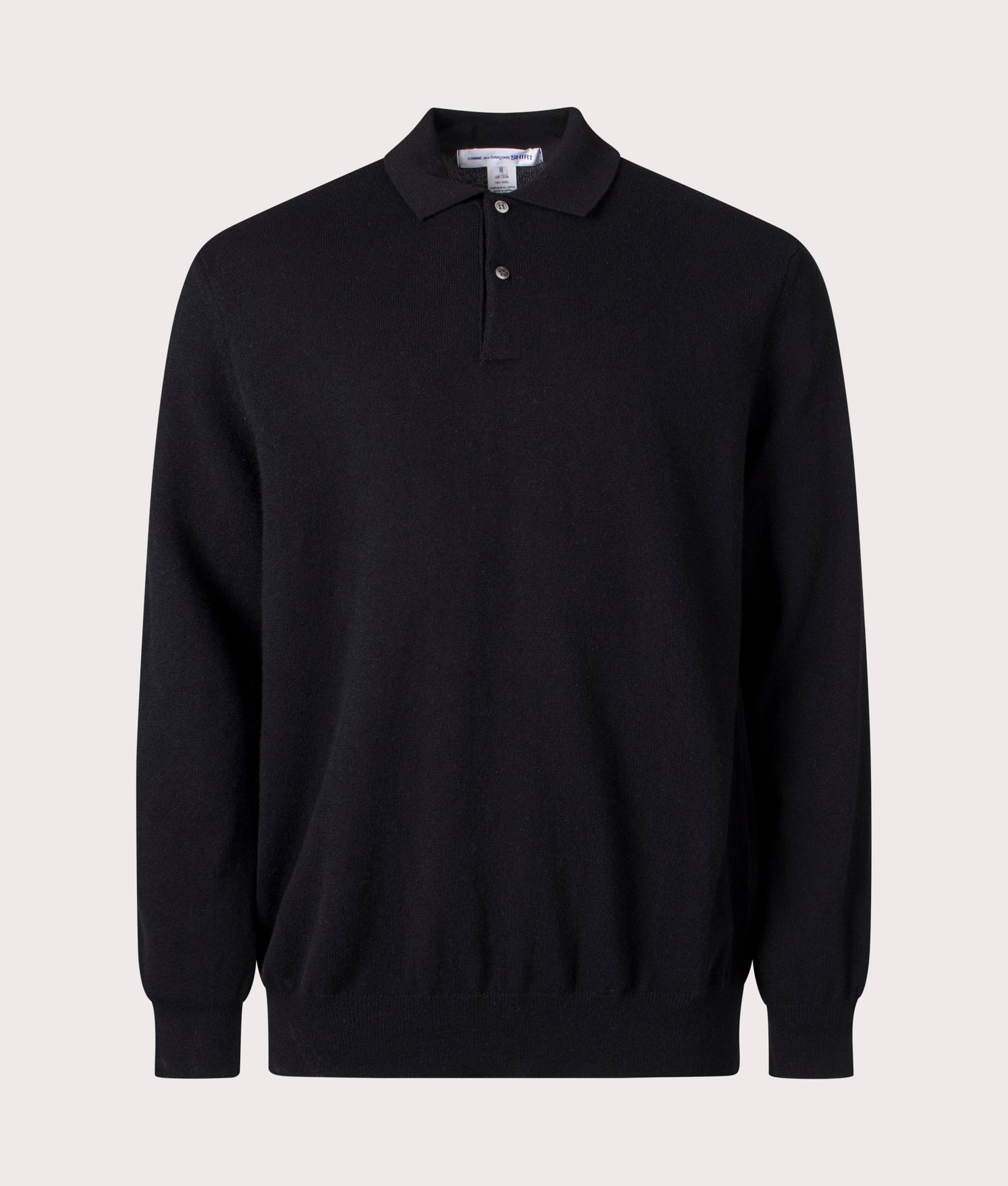 Comme des Garçons Long Sleeve Knit Polo Shirt in Black