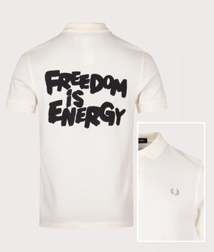 COMME des GARÇONS x Fred Perry Freedom Polo Shirt in Ecru at EQVVS Menswear Front/detail Shot