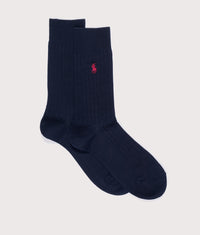 Ribbed Trouser Socks: 006 Navy 