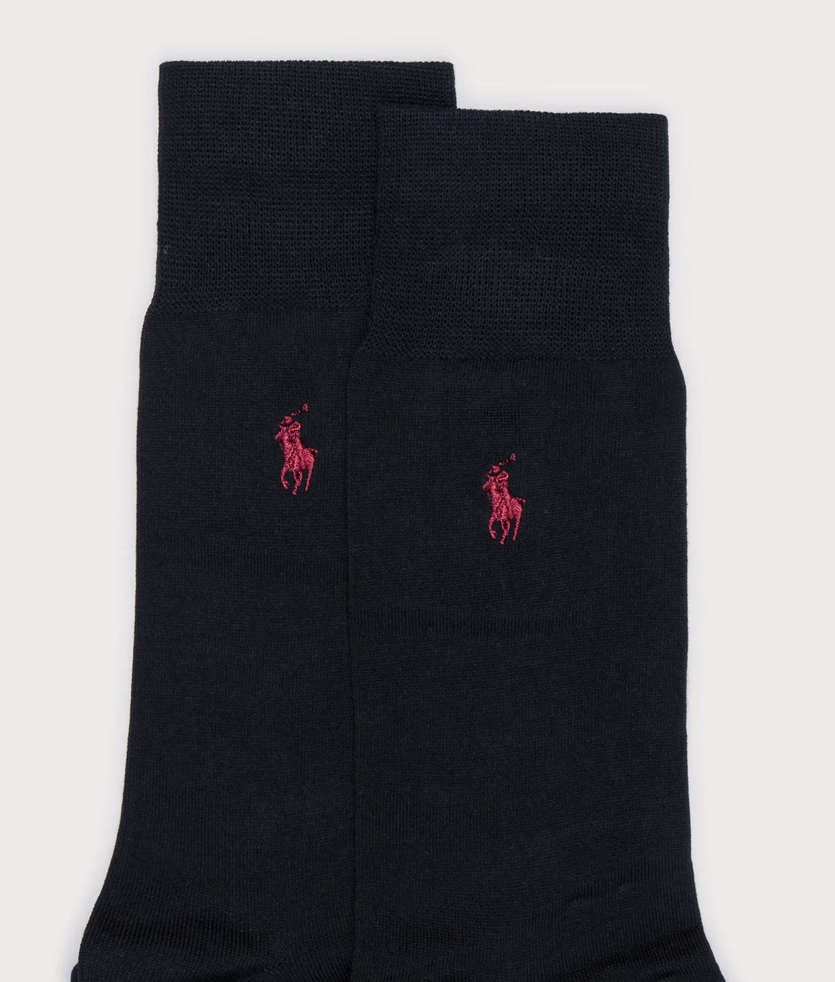Two Pack Flat Knit Socks in New Black by Polo Ralph Lauren. EQVVS Detail Shot.