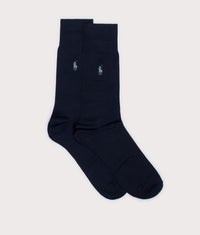 2 Pack Flat Knit Socks: 001 Admiral Blue 